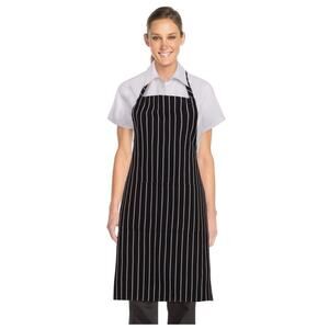 NWT ChefWorks Chalk Pin Stripe Chef Baker Bib Apron New Kitchen Commercial